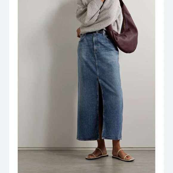 nwt AGOLDE FREE PEOPLE denim leaf maxi skirt 28 - Picture 1 of 3
